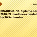 BRAOU UG, PG, Diploma admission 2026-27 deadline extended: apply by 30 September