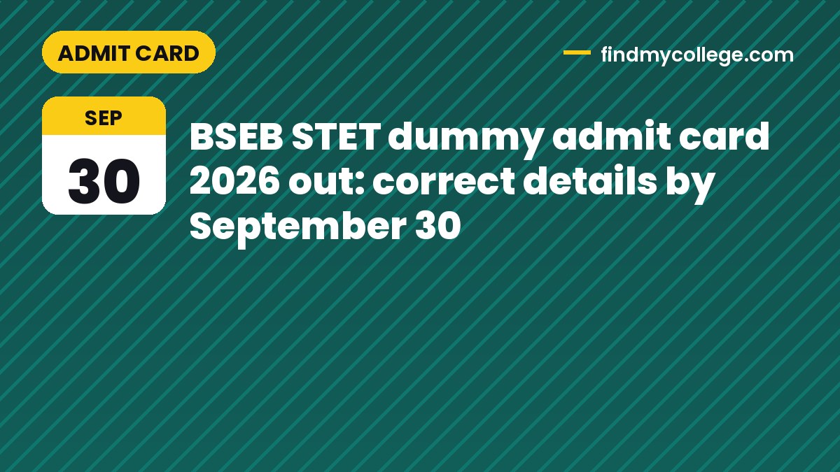 BSEB STET dummy admit card 2026 out: correct details by September 30