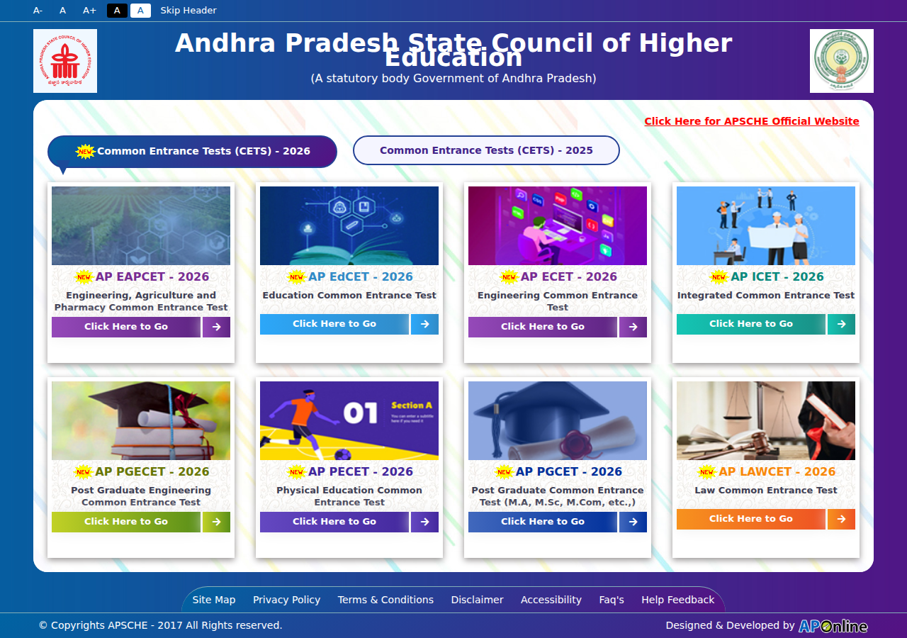 cets.apsche.ap.gov.in homepage