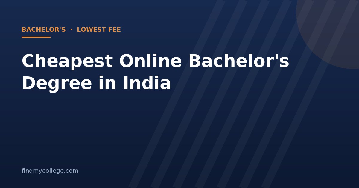 Cheapest Online Bachelor's Degree in India 2026: Lowest Fee UGC Approved Universities