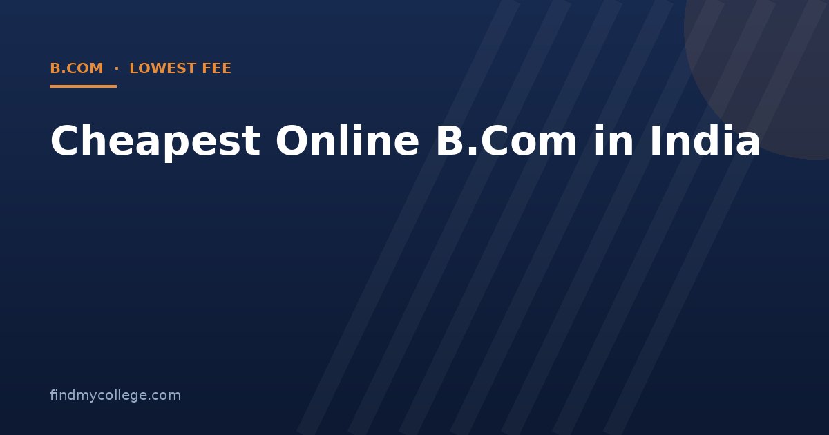 Cheapest Online B.Com in India 2026: Lowest Fee UGC Approved Universities