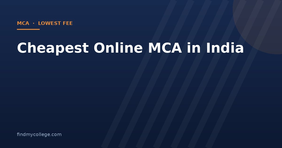 Cheapest Online MCA in India 2026: Lowest Fee UGC Approved Universities