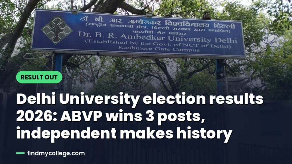 Delhi University election results 2026: ABVP wins 3 posts, independent makes history