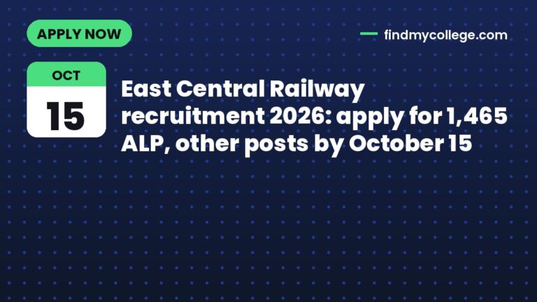 East Central Railway recruitment 2026: apply for 1,465 ALP, other posts by October 15