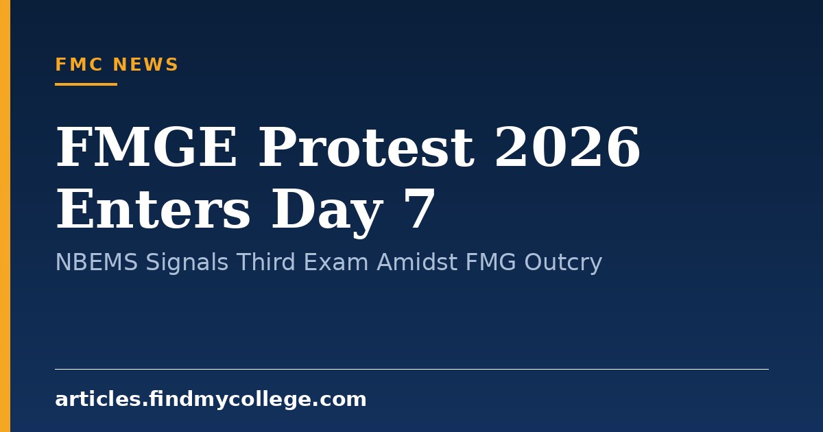 FMGE Protest 2026 Enters Day 7: NBEMS Signals Third Exam Amidst FMG Outcry