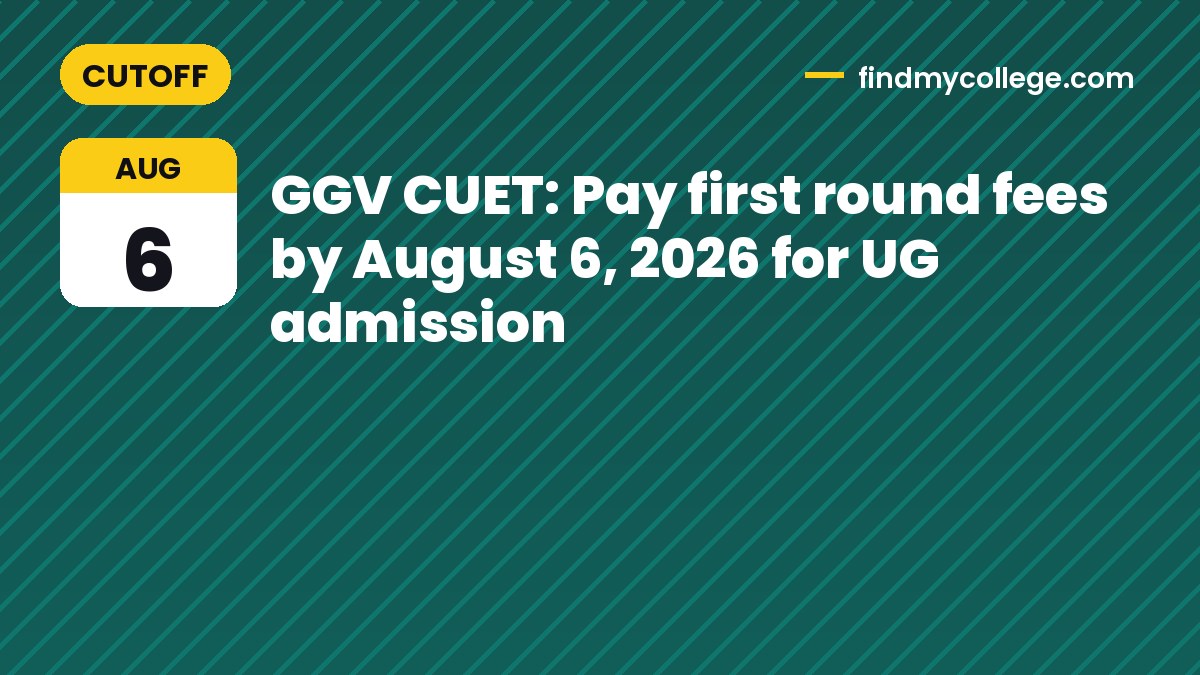 GGV CUET: Pay first round fees by August 6, 2026 for UG admission