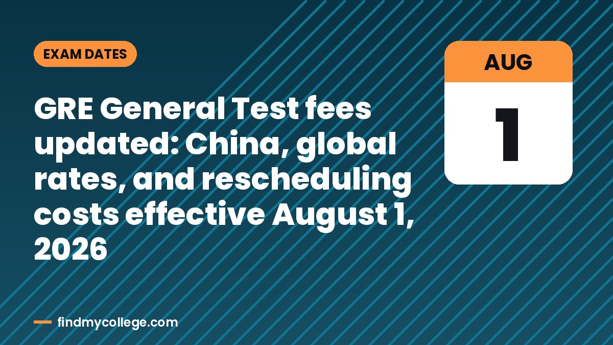 GRE General Test fees updated: China, global rates, and rescheduling costs effective August 1, 2026