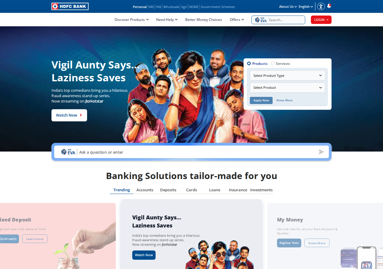 hdfc.bank.in homepage