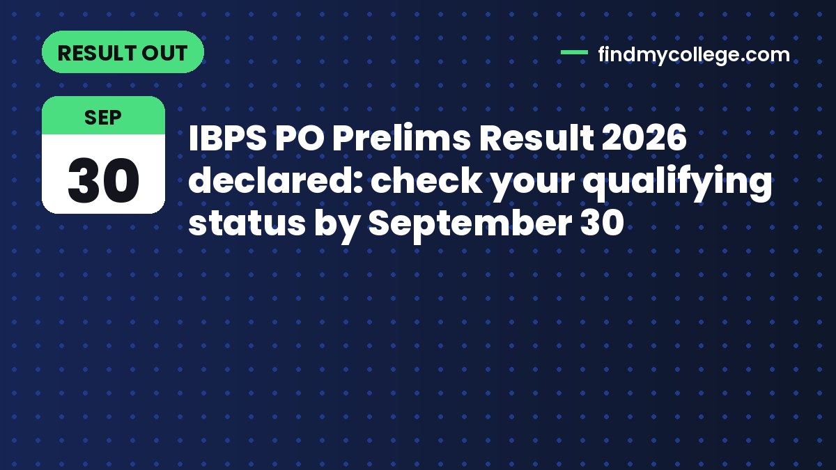 IBPS PO Prelims Result 2026 declared: check your qualifying status by September 30