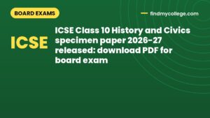 ICSE Class 10 History and Civics specimen paper 2026-27 released: download PDF for board exam