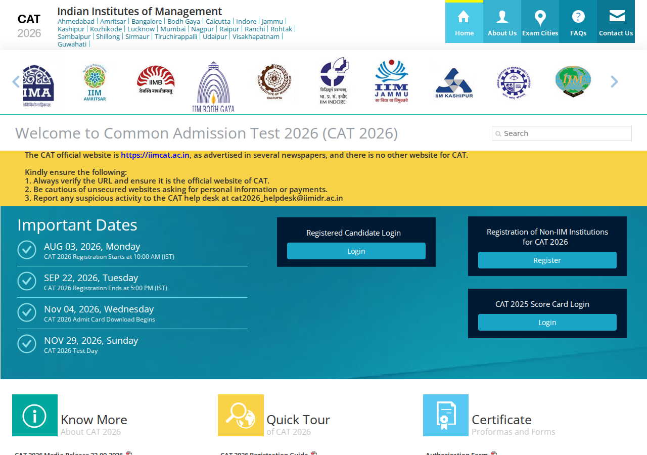 iimcat.ac.in homepage