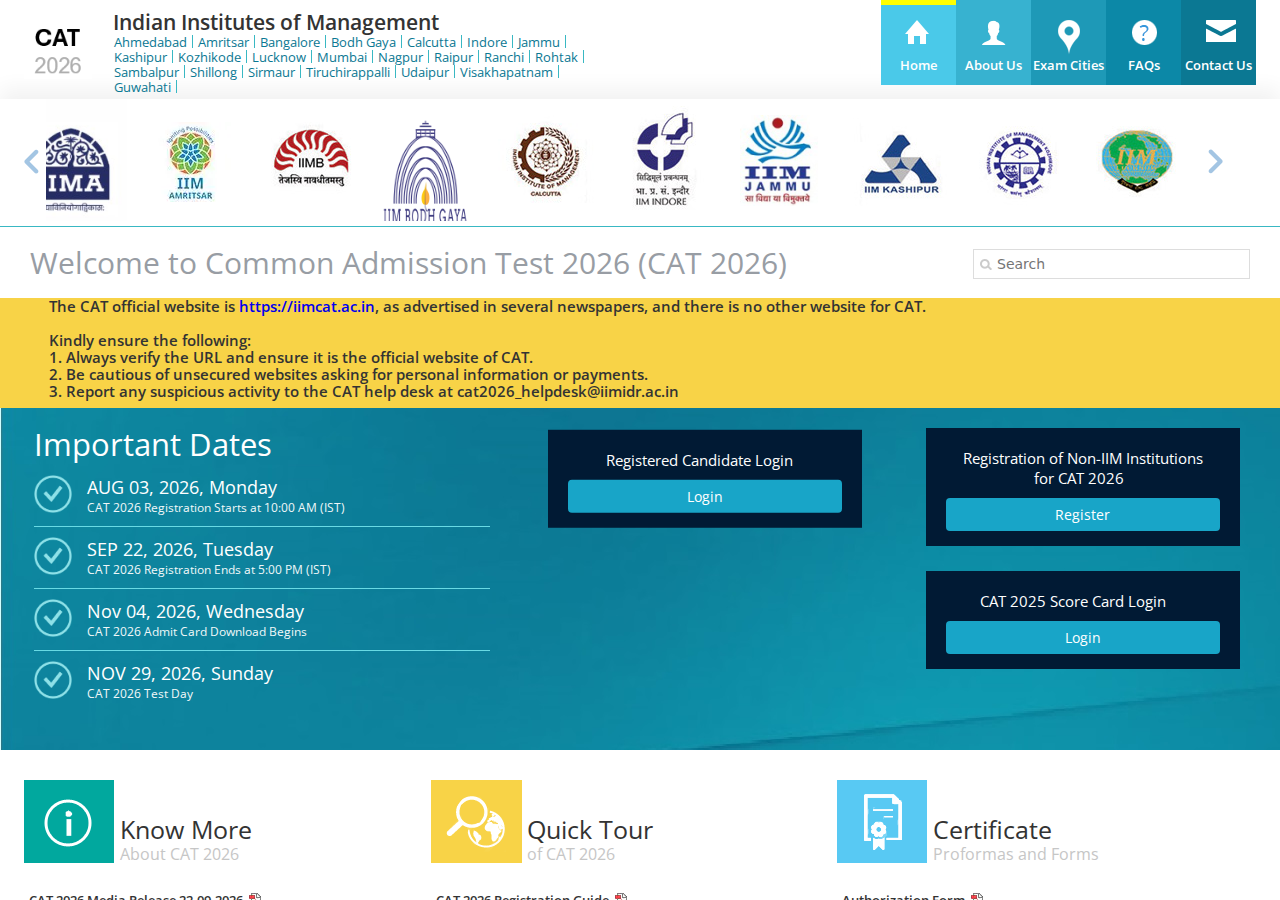 iimcat.ac.in homepage