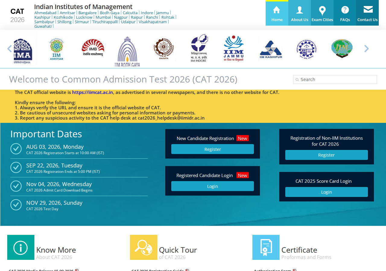 iimcat.ac.in homepage