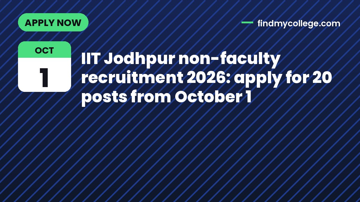 IIT Jodhpur non-faculty recruitment 2026: apply for 20 posts from October 1