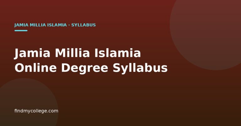 Jamia Millia Islamia Online Degree Syllabus