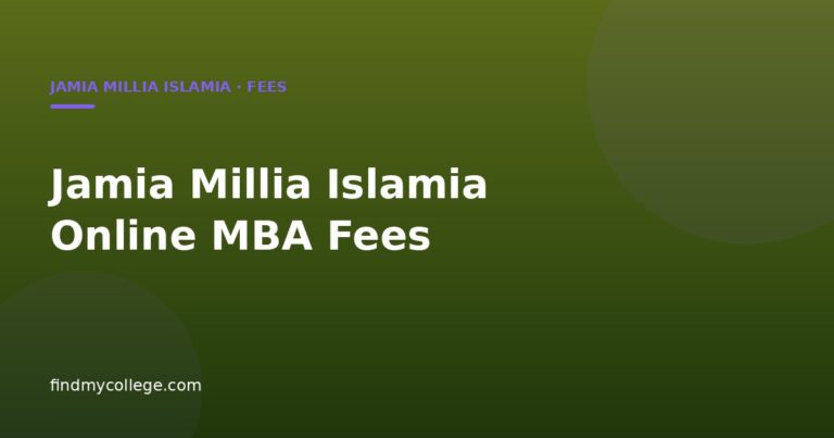 Jamia Millia Islamia Online MBA Fees