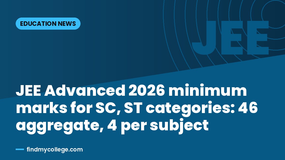 JEE Advanced 2026 minimum marks for SC, ST categories: 46 aggregate, 4 per subject