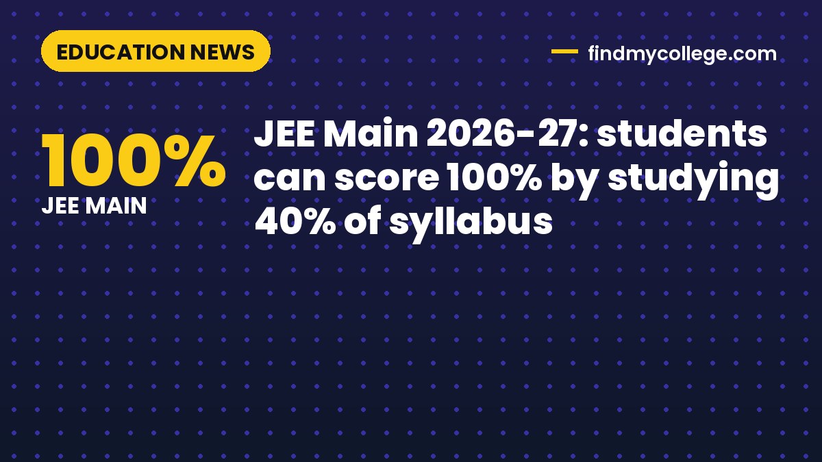 JEE Main 2026-27: students can score 100% by studying 40% of syllabus