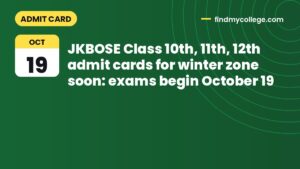 JKBOSE Class 10th, 11th, 12th admit cards for winter zone soon: exams begin October 19