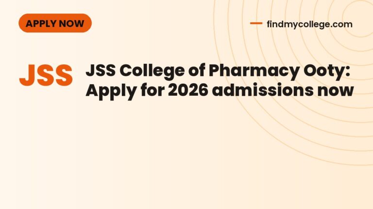 JSS College of Pharmacy Ooty: Apply for 2026 admissions now