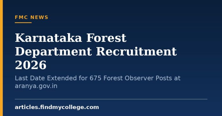 Karnataka Forest Department Recruitment 2026: Last Date Extended for 675 Forest Observer Posts at aranya.gov.in