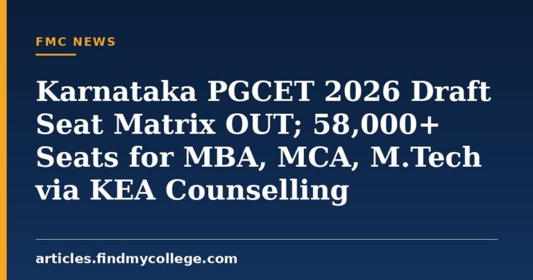 Karnataka PGCET 2026 Draft Seat Matrix OUT; 58,000+ Seats for MBA, MCA, M.Tech via KEA Counselling