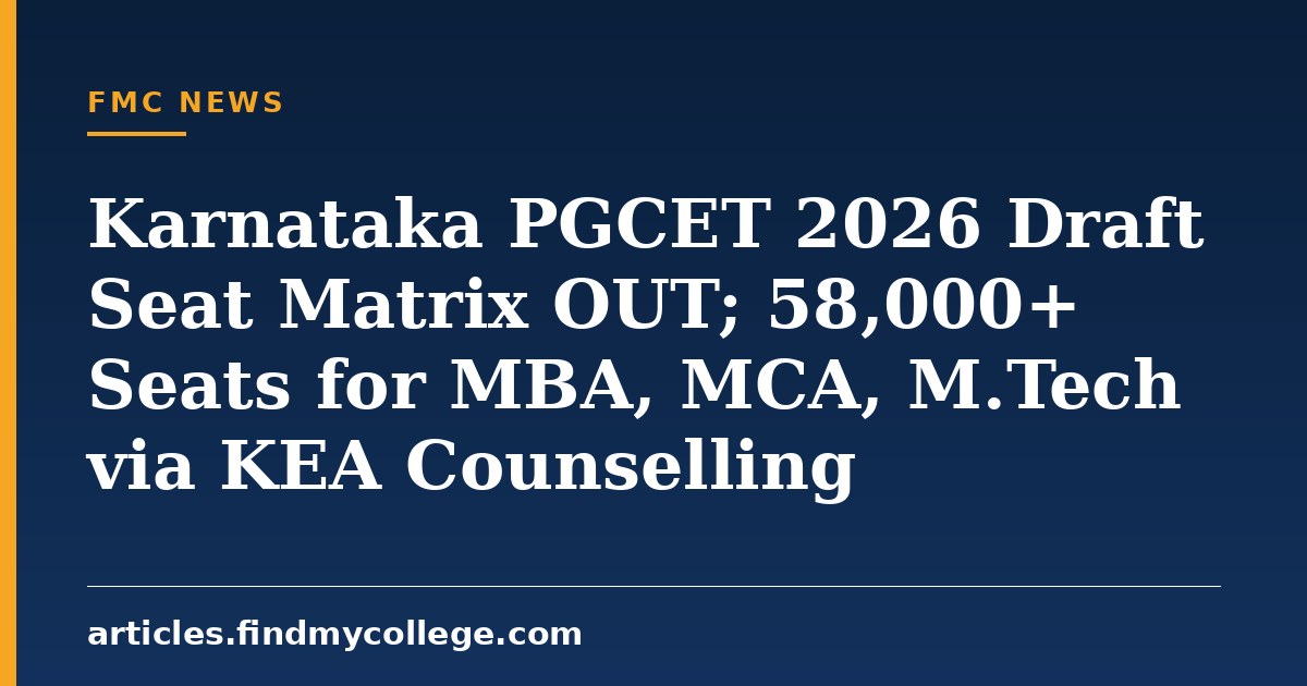 Karnataka PGCET 2026 Draft Seat Matrix OUT; 58,000+ Seats for MBA, MCA, M.Tech via KEA Counselling