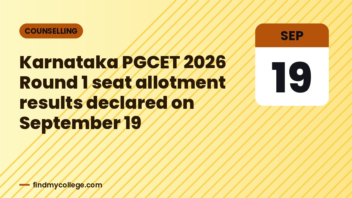 Karnataka PGCET 2026 Round 1 seat allotment results declared on September 19