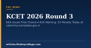 KCET 2026 Round 3: KEA Issues Final Choice-4 Exit Warning, 5X Penalty Today at cetonline.karnataka.gov.in