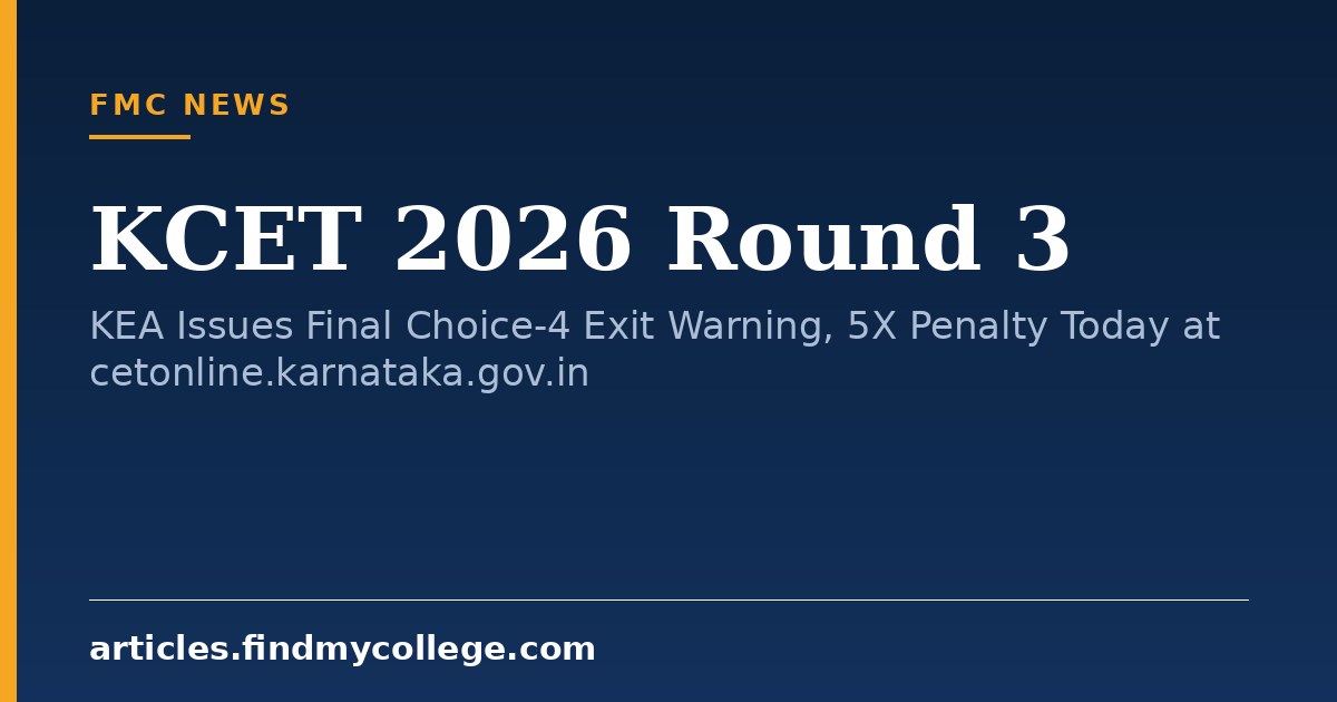 KCET 2026 Round 3: KEA Issues Final Choice-4 Exit Warning, 5X Penalty Today at cetonline.karnataka.gov.in