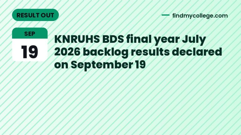 KNRUHS BDS final year July 2026 backlog results declared on September 19