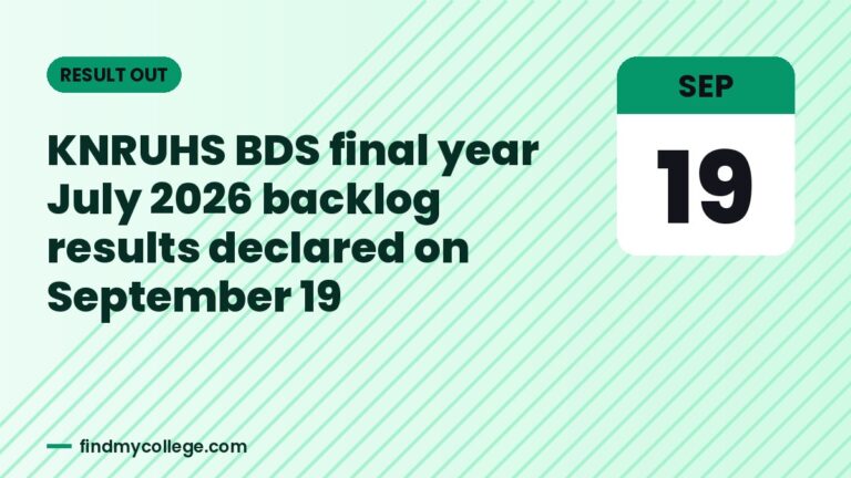 KNRUHS BDS final year July 2026 backlog results declared on September 19