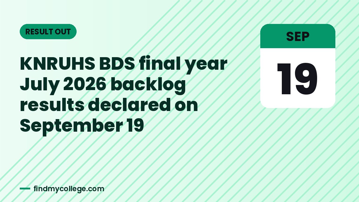 KNRUHS BDS final year July 2026 backlog results declared on September 19