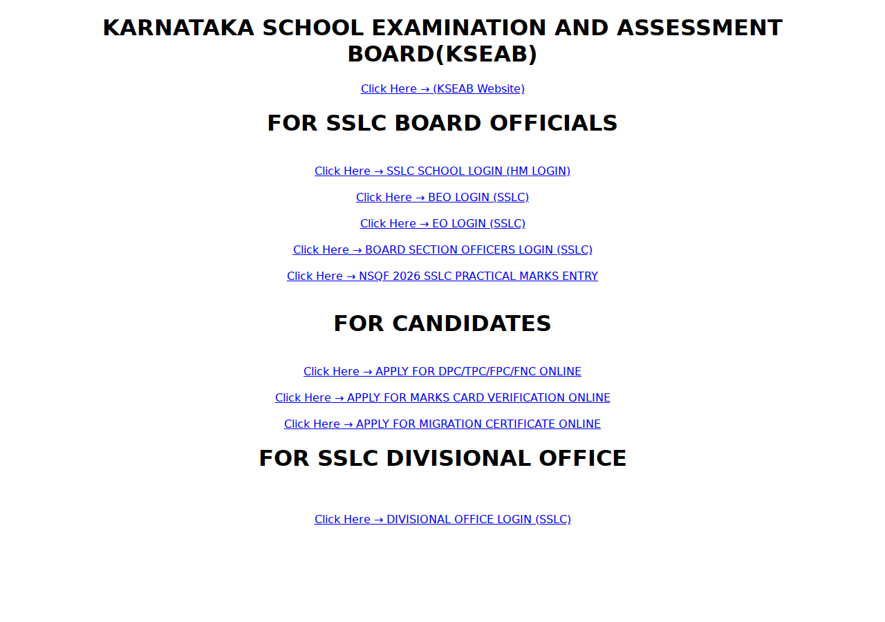 kseeb.karnataka.gov.in homepage
