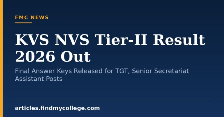 KVS NVS Tier-II Result 2026 Out: Final Answer Keys Released for TGT, Senior Secretariat Assistant Posts