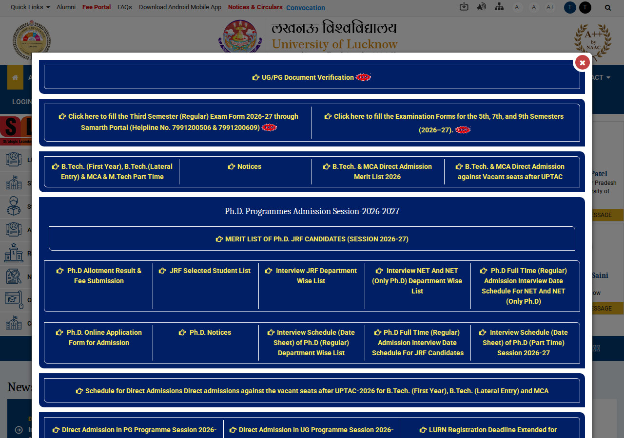 lkouniv.ac.in homepage