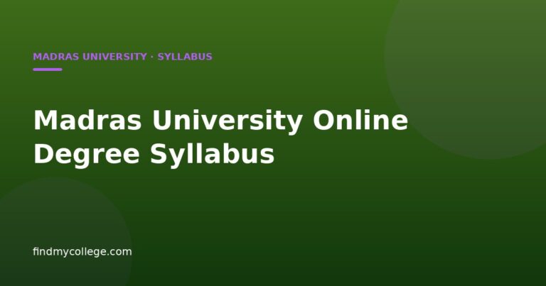 Madras University Online Degree Syllabus