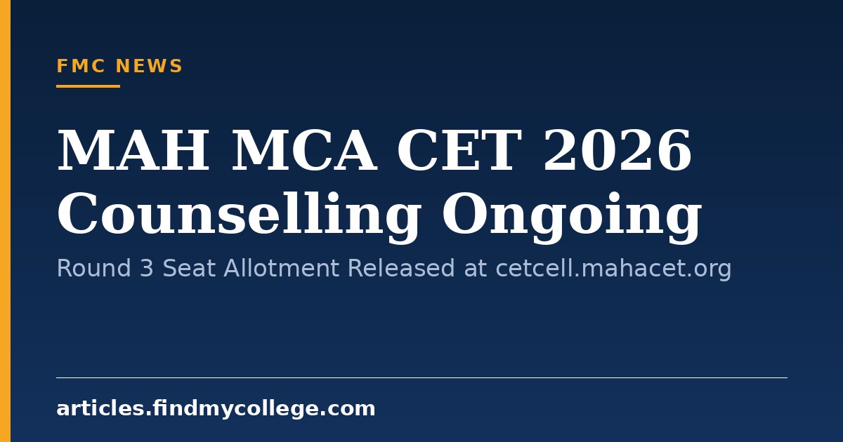 MAH MCA CET 2026 Counselling Ongoing: Round 3 Seat Allotment Released at cetcell.mahacet.org