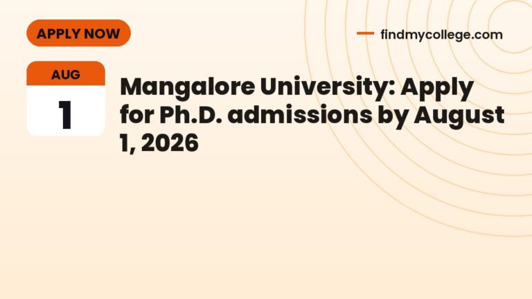 Mangalore University: Apply for Ph.D. admissions by August 1, 2026