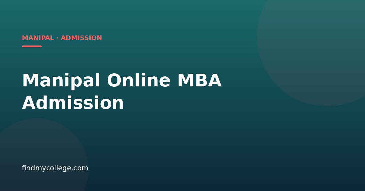 Manipal Online MBA Admission