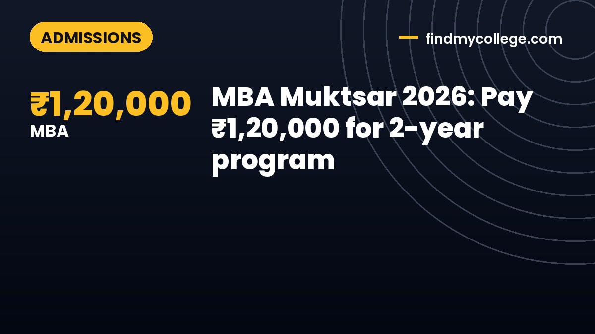 MBA Muktsar 2026: Pay ₹1,20,000 for 2-year program