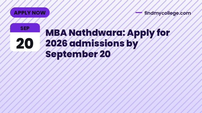 MBA Nathdwara: Apply for 2026 admissions by September 20