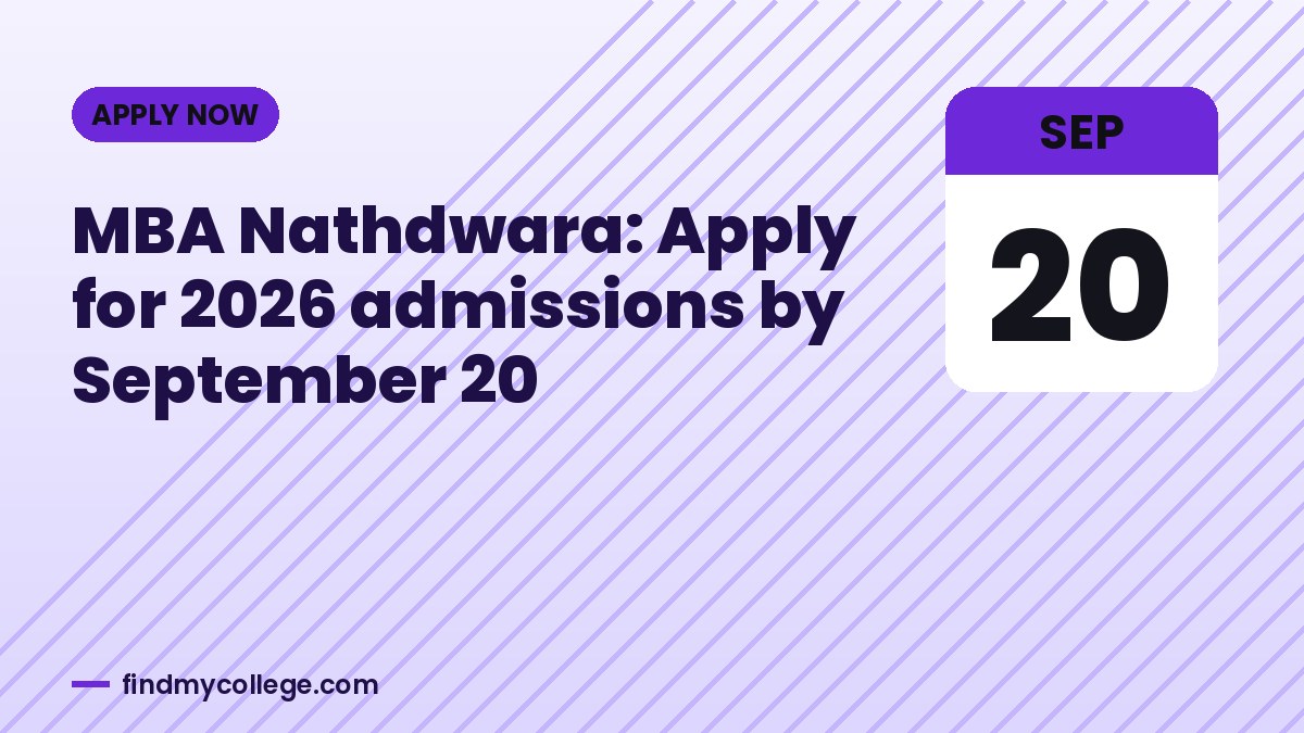 MBA Nathdwara: Apply for 2026 admissions by September 20