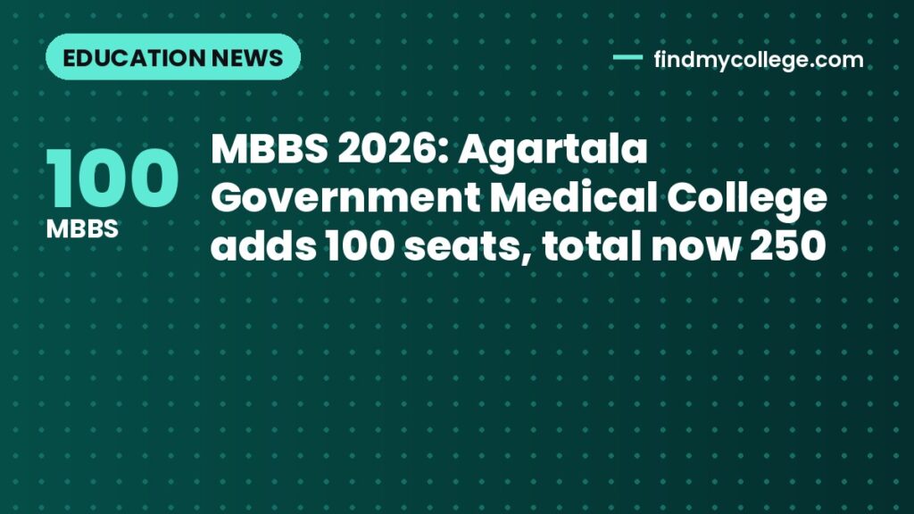 MBBS 2026: Agartala Government Medical College adds 100 seats, total now 250