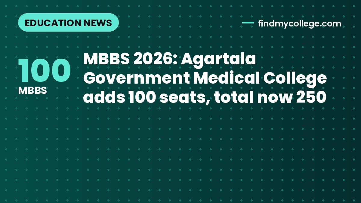 MBBS 2026: Agartala Government Medical College adds 100 seats, total now 250