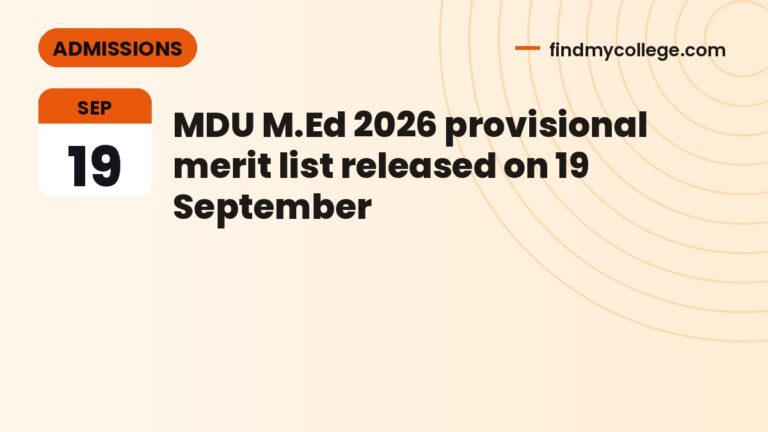 MDU M.Ed 2026 provisional merit list released on 19 September