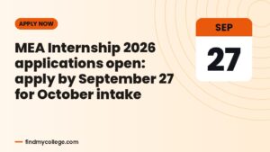MEA Internship 2026 applications open: apply by September 27 for October intake
