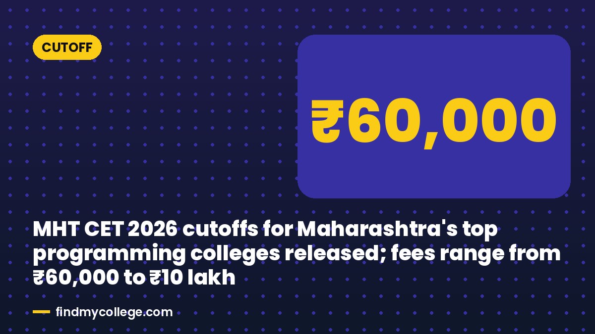 MHT CET 2026 cutoffs for Maharashtra's top programming colleges released; fees range from ₹60,000 to ₹10 lakh