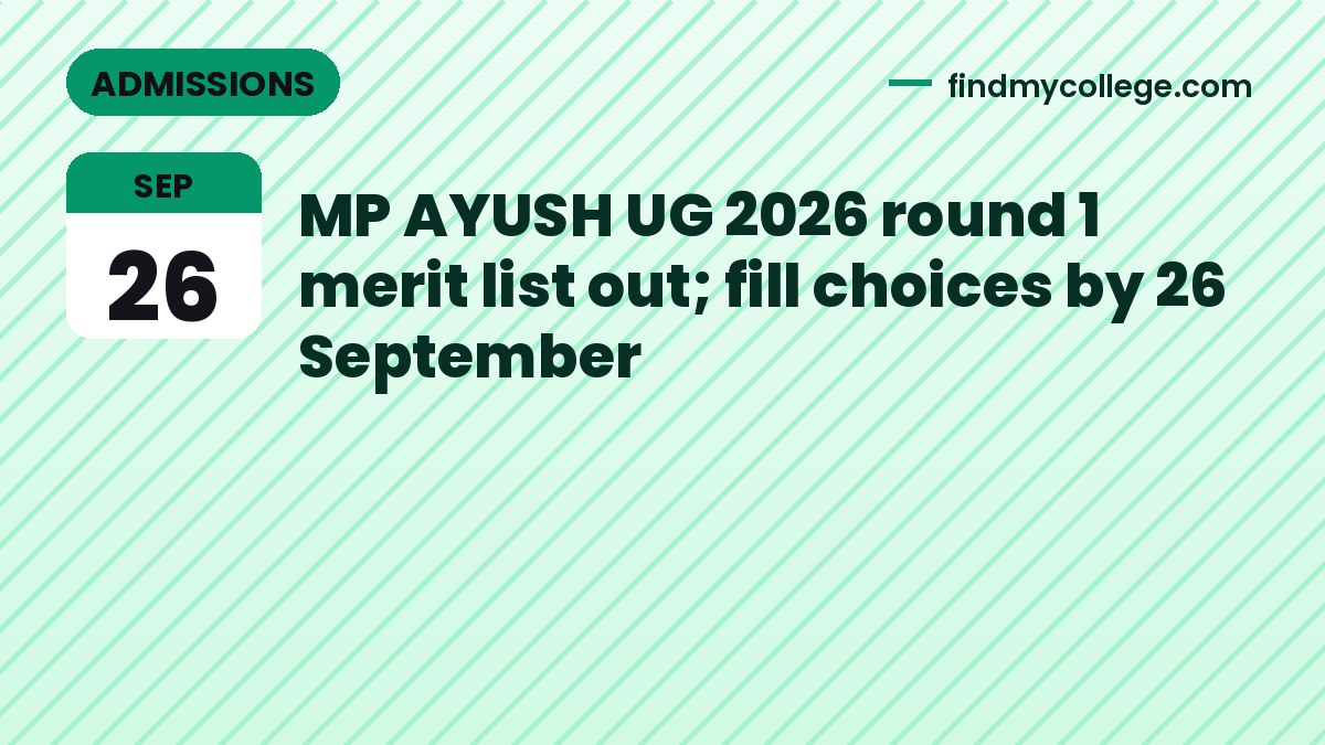 MP AYUSH UG 2026 round 1 merit list out; fill choices by 26 September