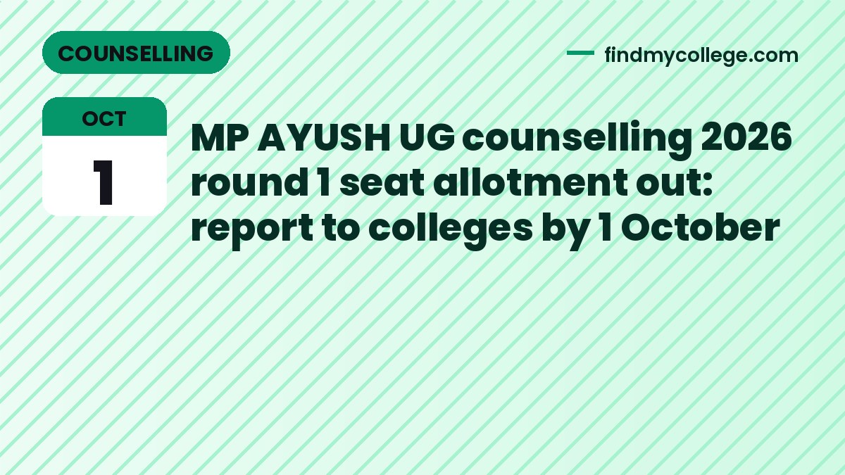 MP AYUSH UG counselling 2026 round 1 seat allotment out: report to colleges by 1 October
